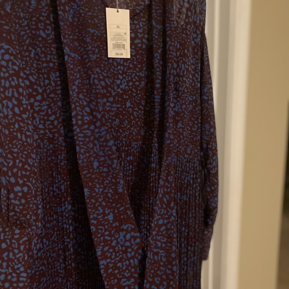 A New Day Burgundy & Blue Pleated Dress - Picture 5 of 8